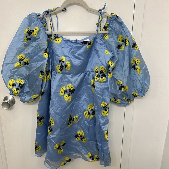 Tanya Taylor Marisa Cold-Shoulder Balloon-Sleeve Mini Dress size 8 - Picture 6 of 10